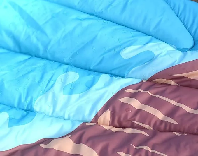 Camping Blanket, Puffy Waterproof Travel Blanket, Picnic Blanket, for Outdoors, Travel. (Lake, 69"x 53")