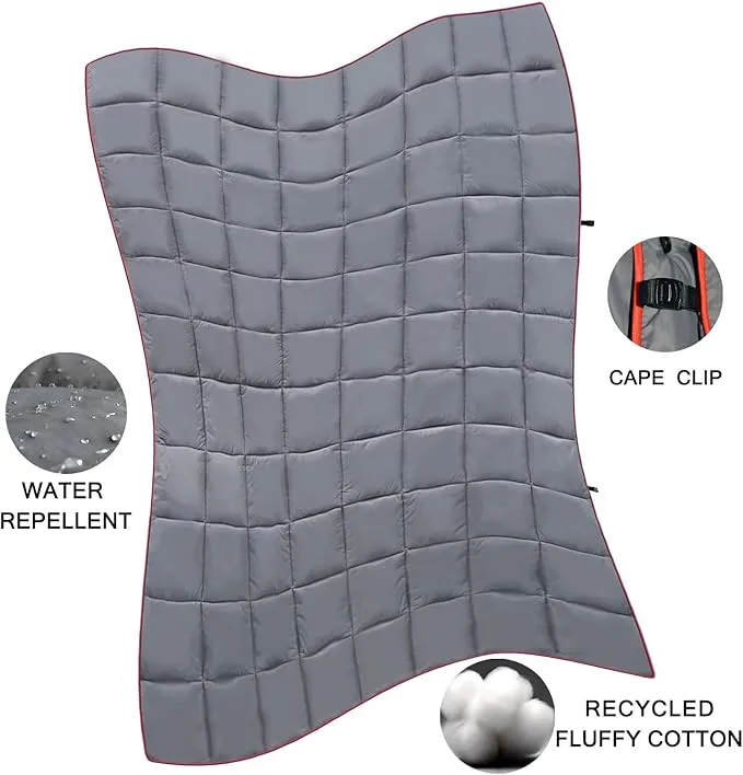 Camping Blanket, Puffy Waterproof Travel Blanket, Warm Cozy Picnic Blanket, for Outdoors, Travel, and Mountain.(Grey, 55" x 39")