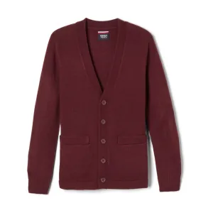 Cardigan Sweater, Youth Burgundy Anti-Pill V-Neck
