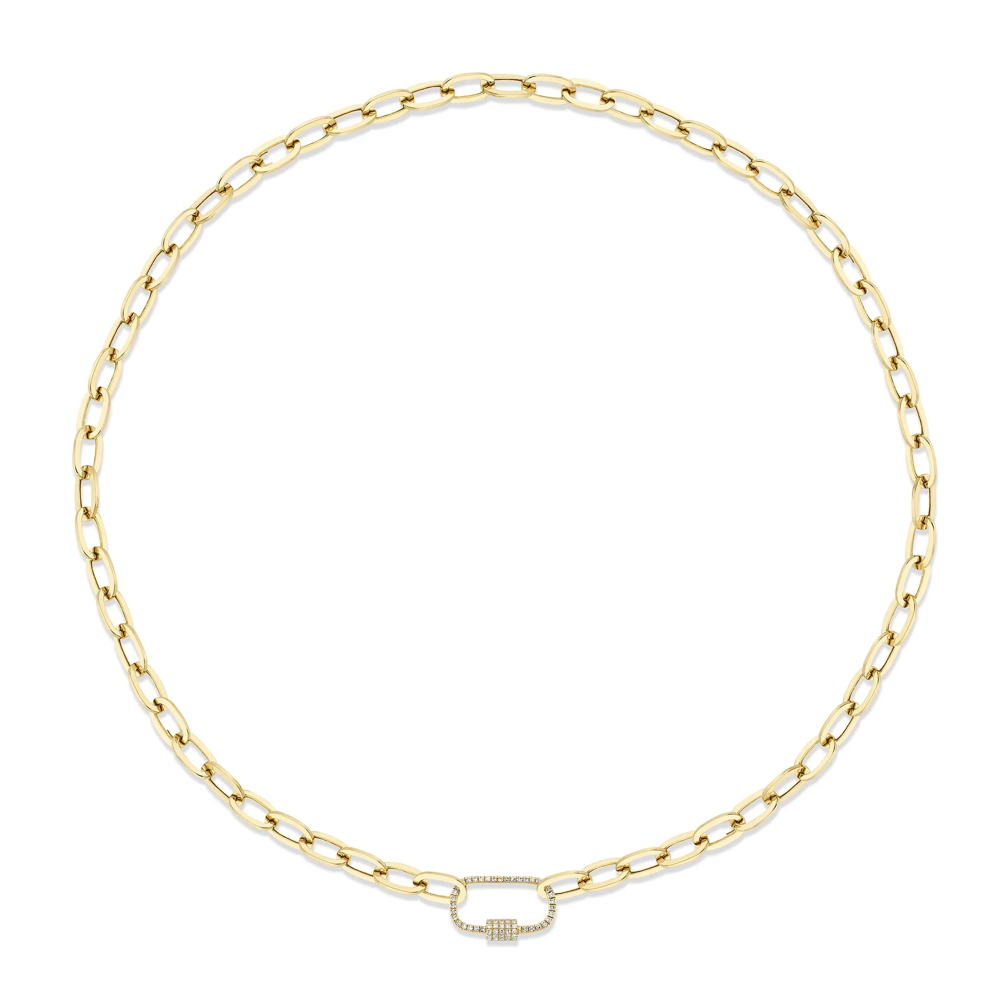 Chain Link Necklace with Pavé Oblong Clasp