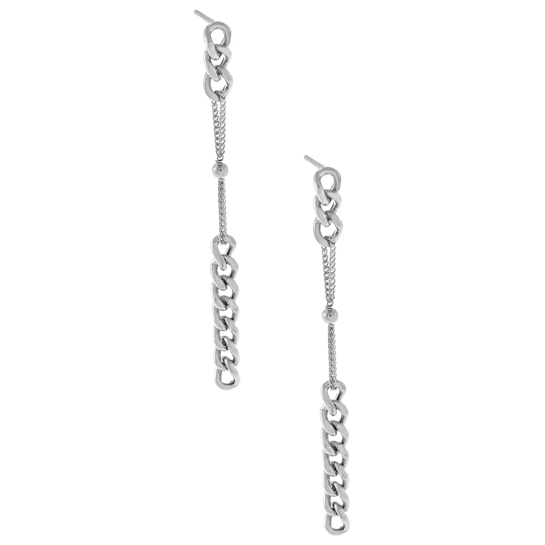 Chain X Ball Drop Stud Earring
