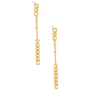 Chain X Ball Drop Stud Earring
