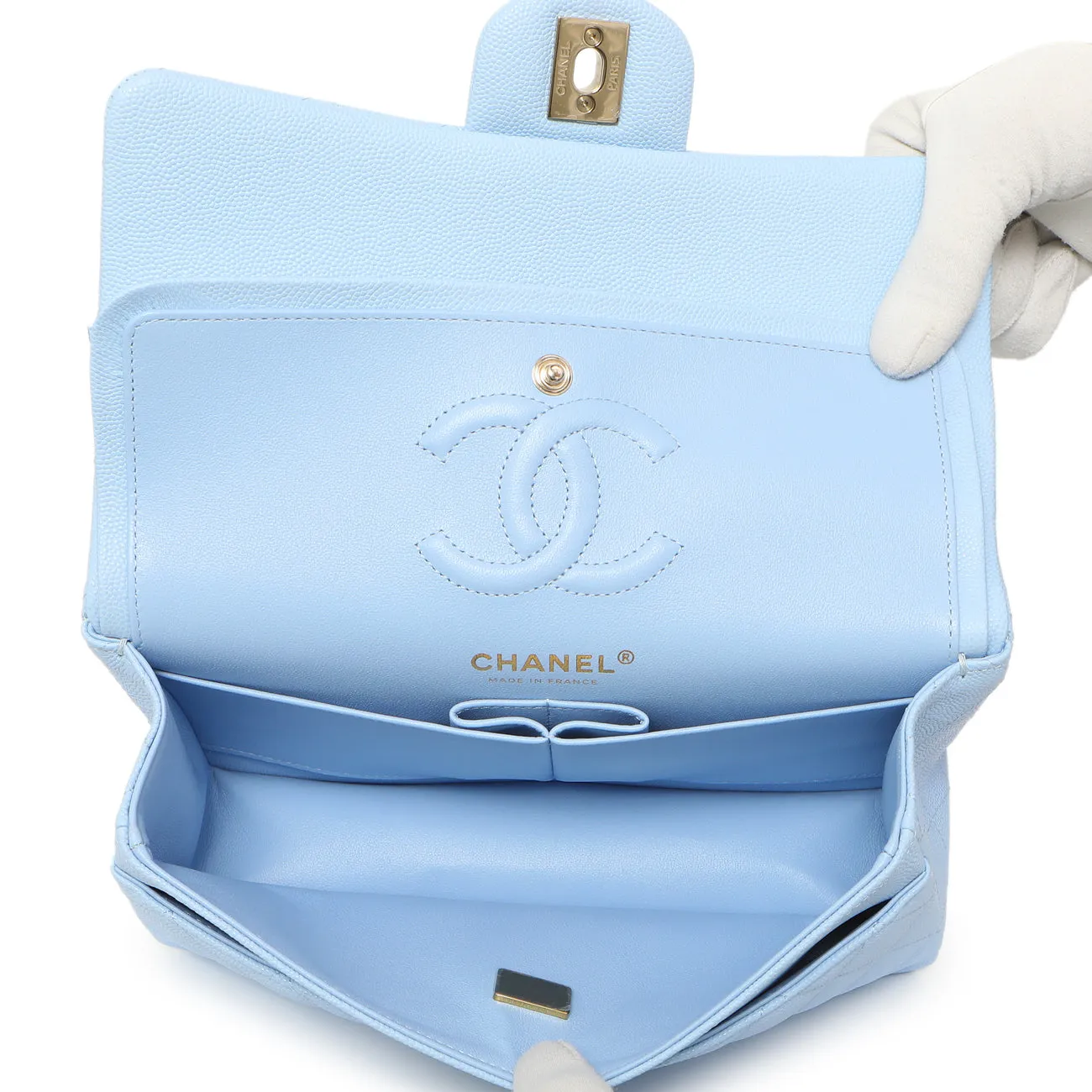 Chanel Blue Quilted Caviar Small Classic Double Flap