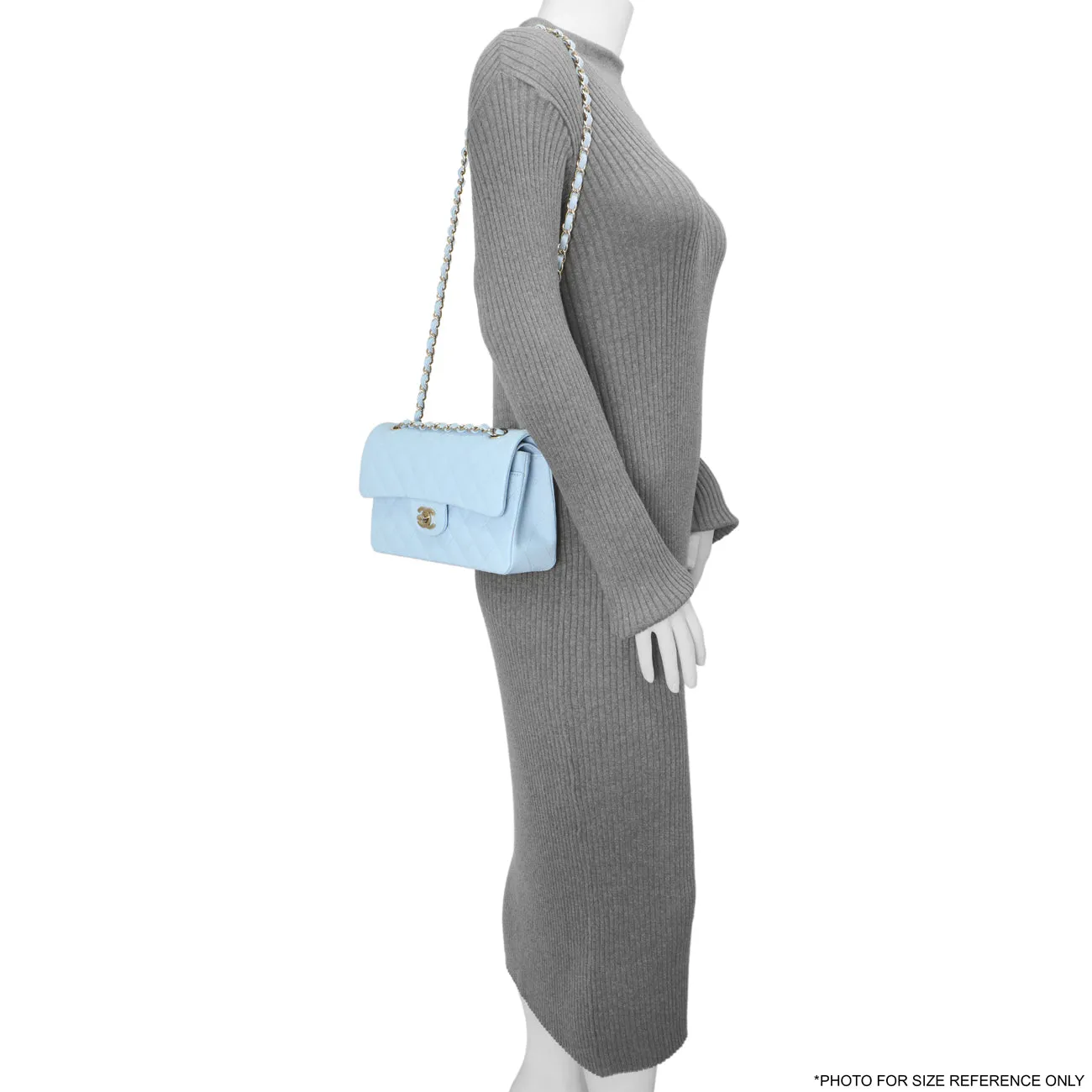 Chanel Blue Quilted Caviar Small Classic Double Flap