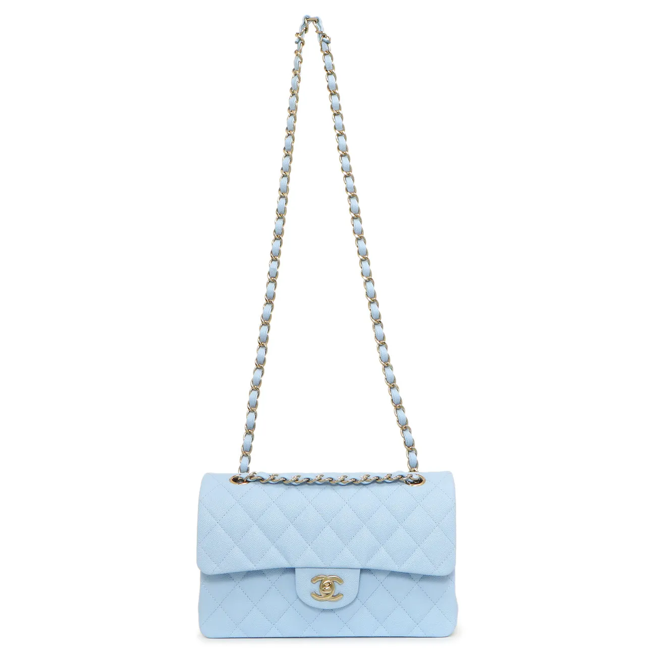 Chanel Blue Quilted Caviar Small Classic Double Flap
