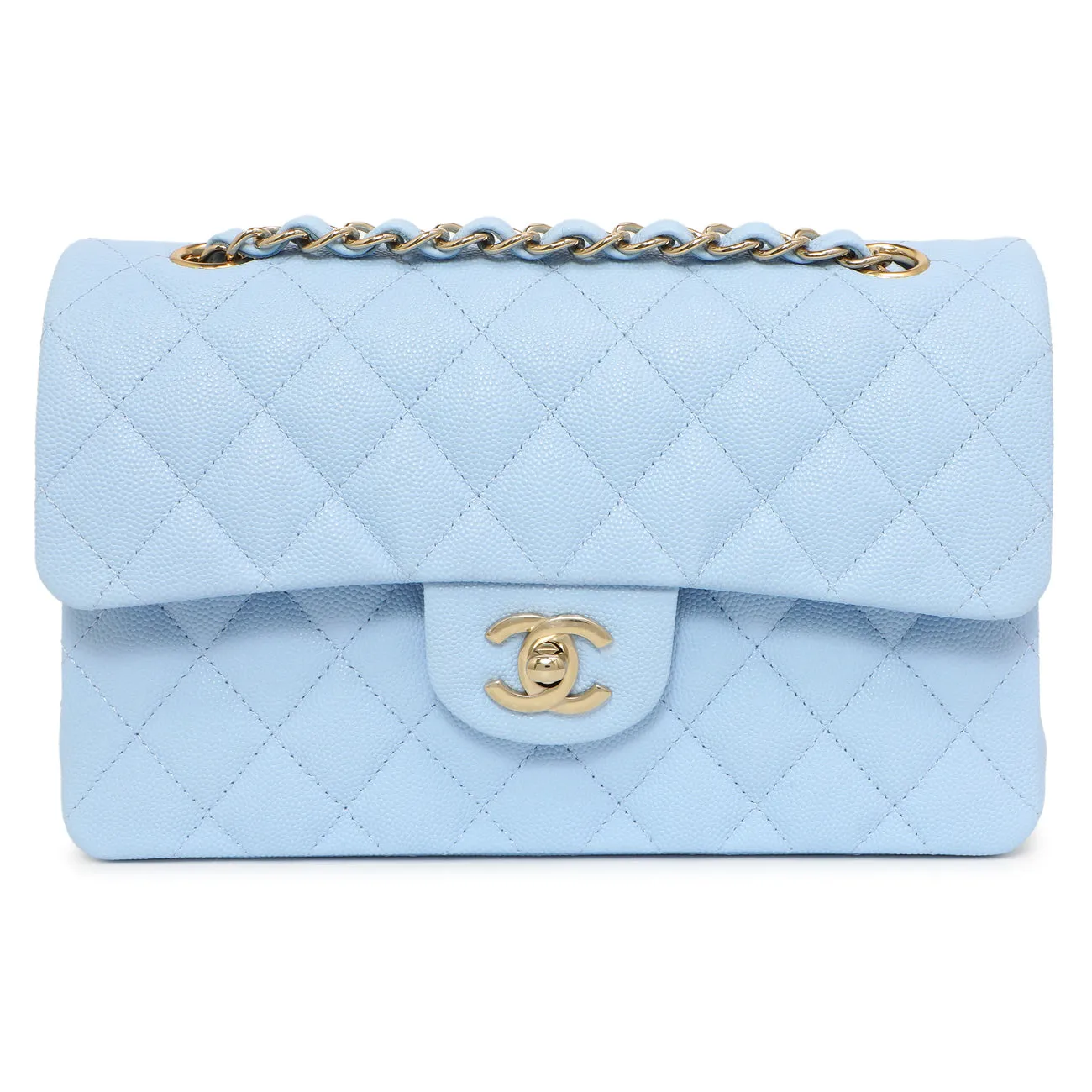 Chanel Blue Quilted Caviar Small Classic Double Flap