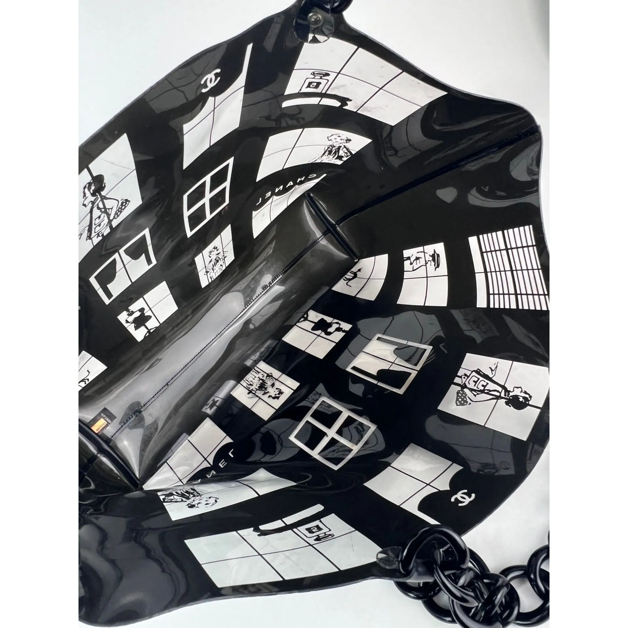 Chanel Vinyl Coco Window Black Tote
