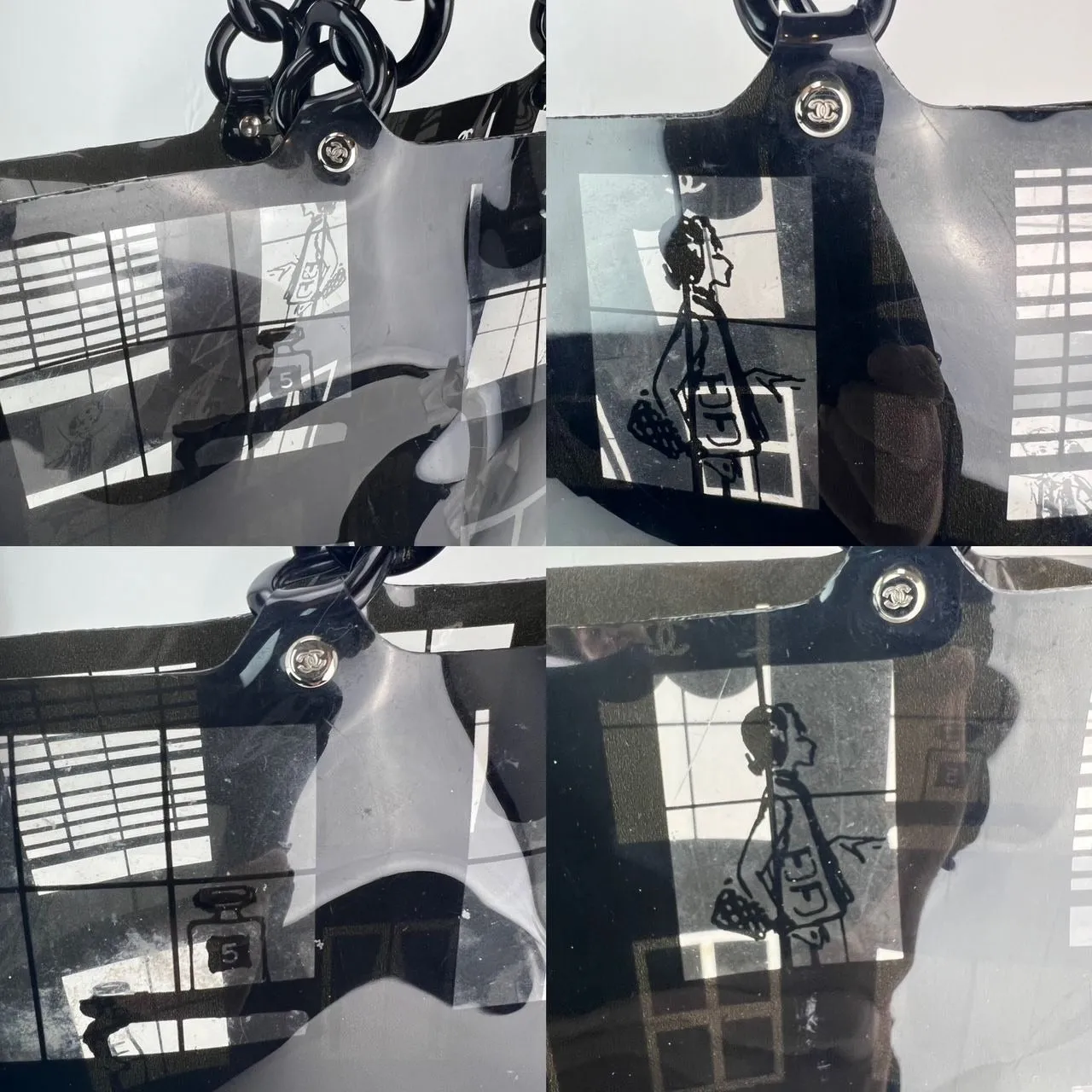 Chanel Vinyl Coco Window Black Tote