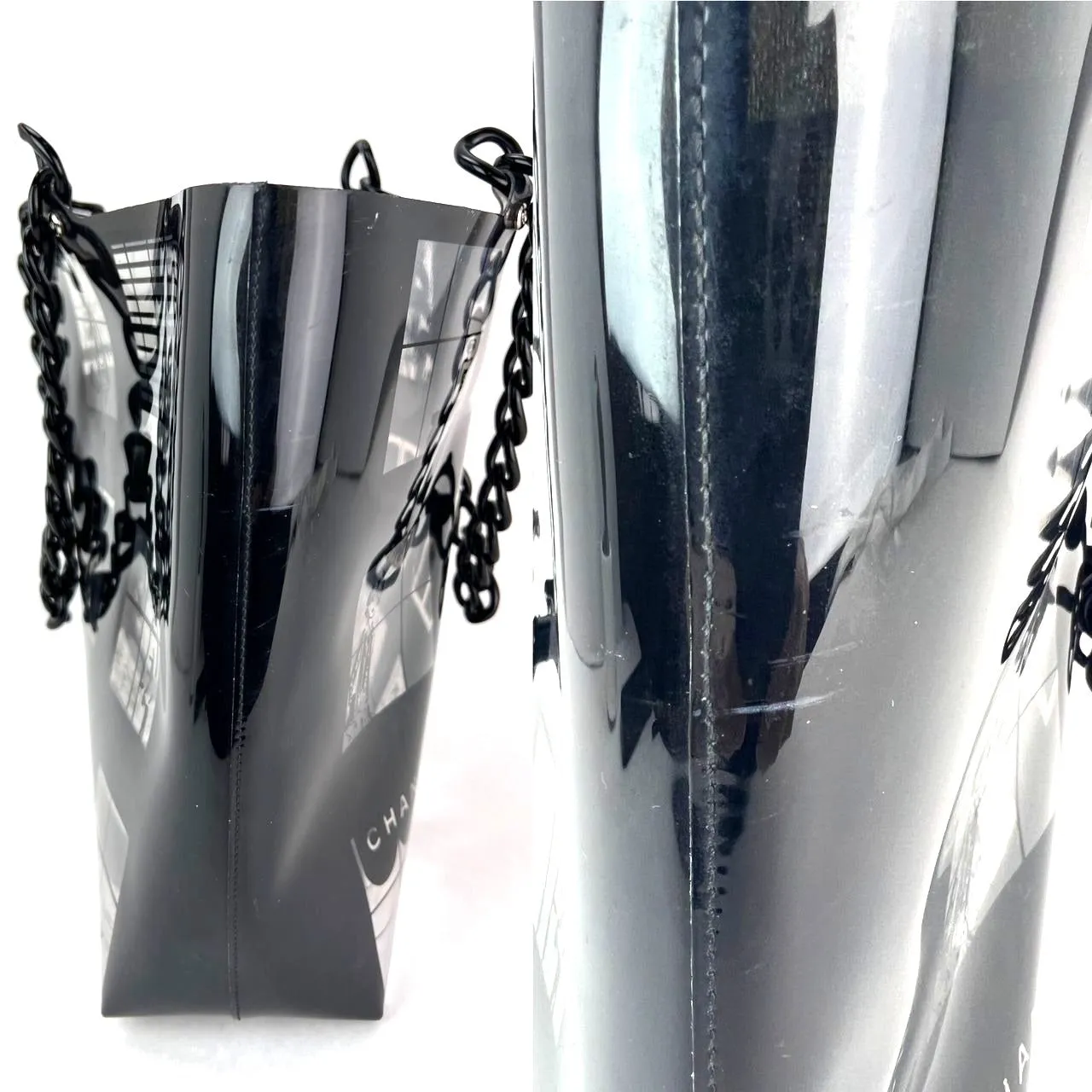 Chanel Vinyl Coco Window Black Tote
