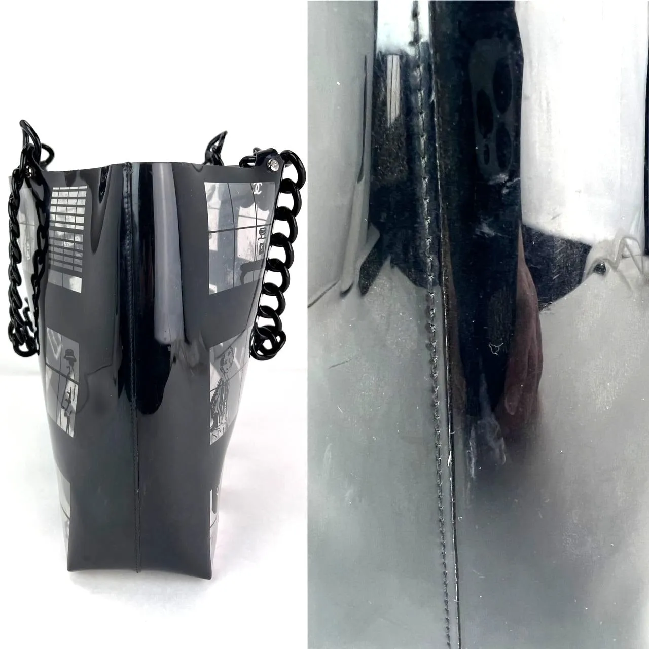 Chanel Vinyl Coco Window Black Tote
