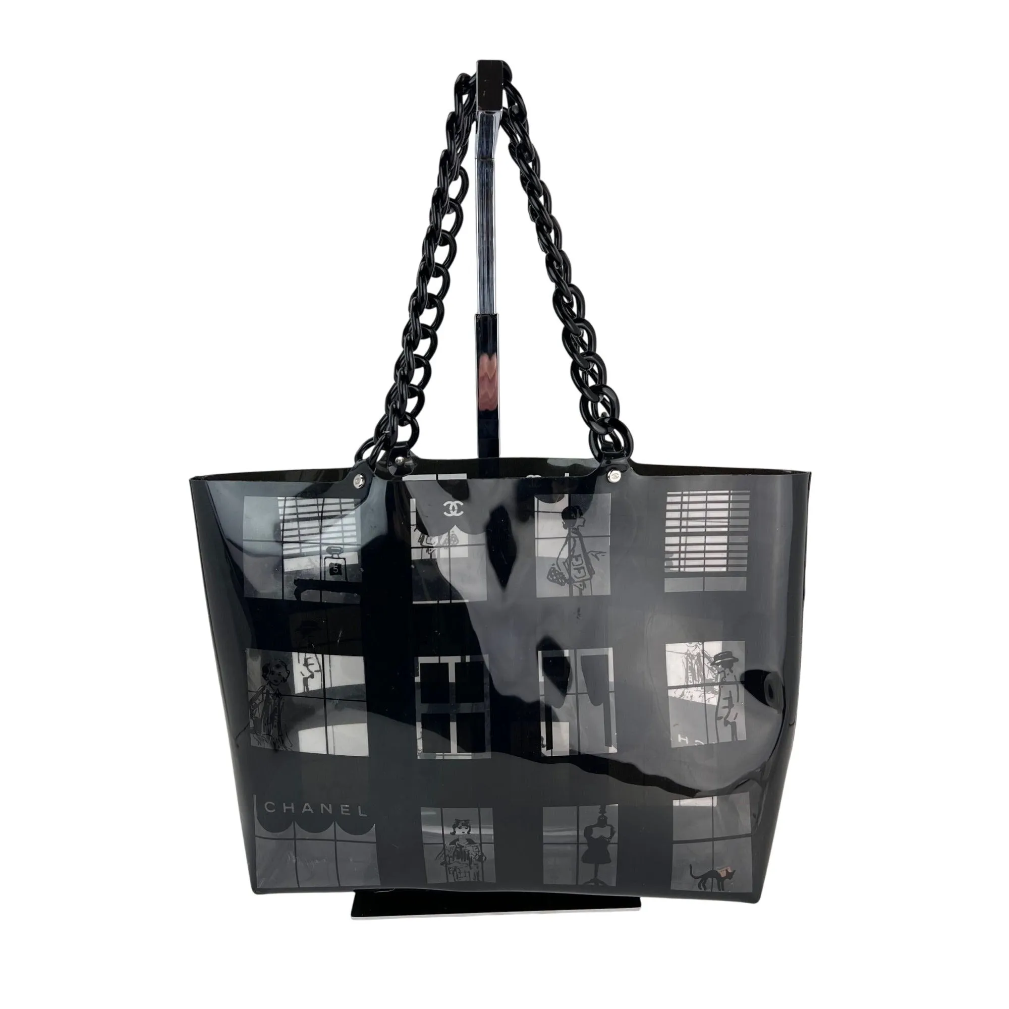 Chanel Vinyl Coco Window Black Tote