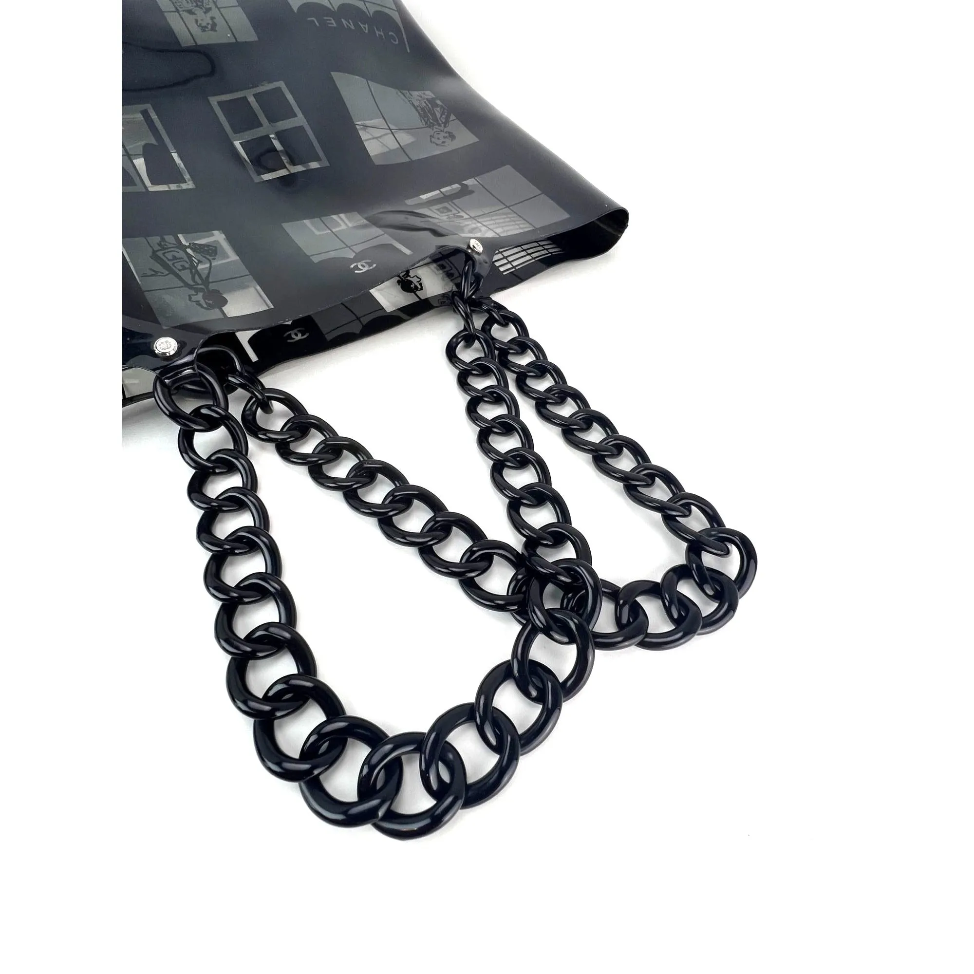 Chanel Vinyl Coco Window Black Tote