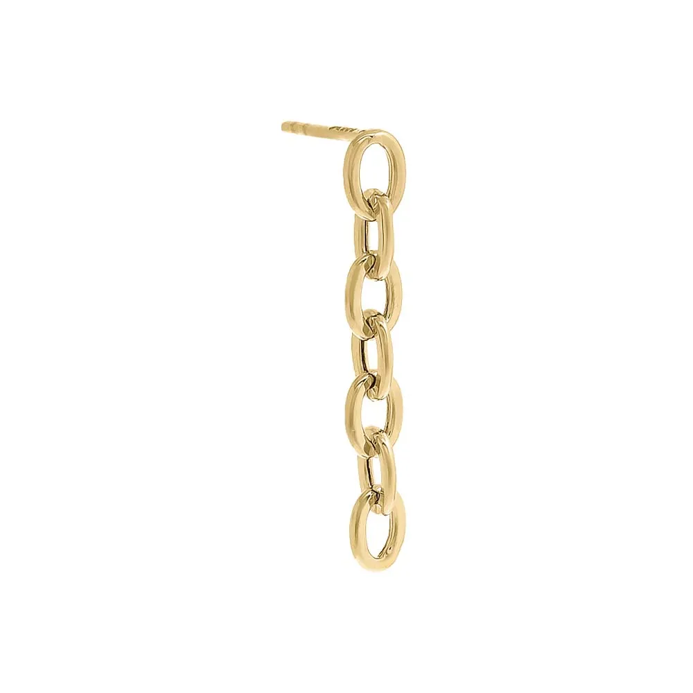 Chunky Chain Link Drop Down Stud Earring 14K
