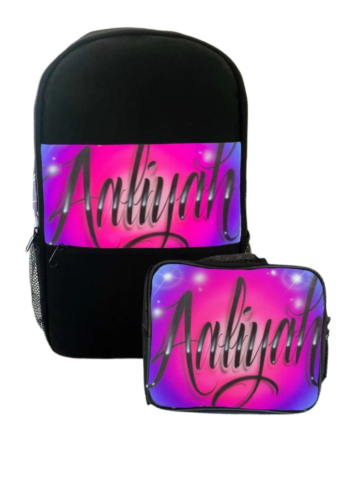 Circle Fade Script Style Custom Combo (17) 1x TruckerCap, 1x Backpack, 1x Lunchbox