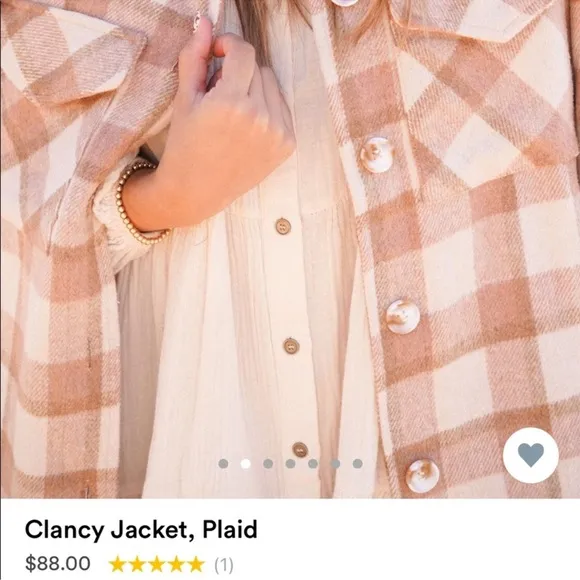 CJLA Clancy Cream Tan Checked Plaid shacket Jacket size S