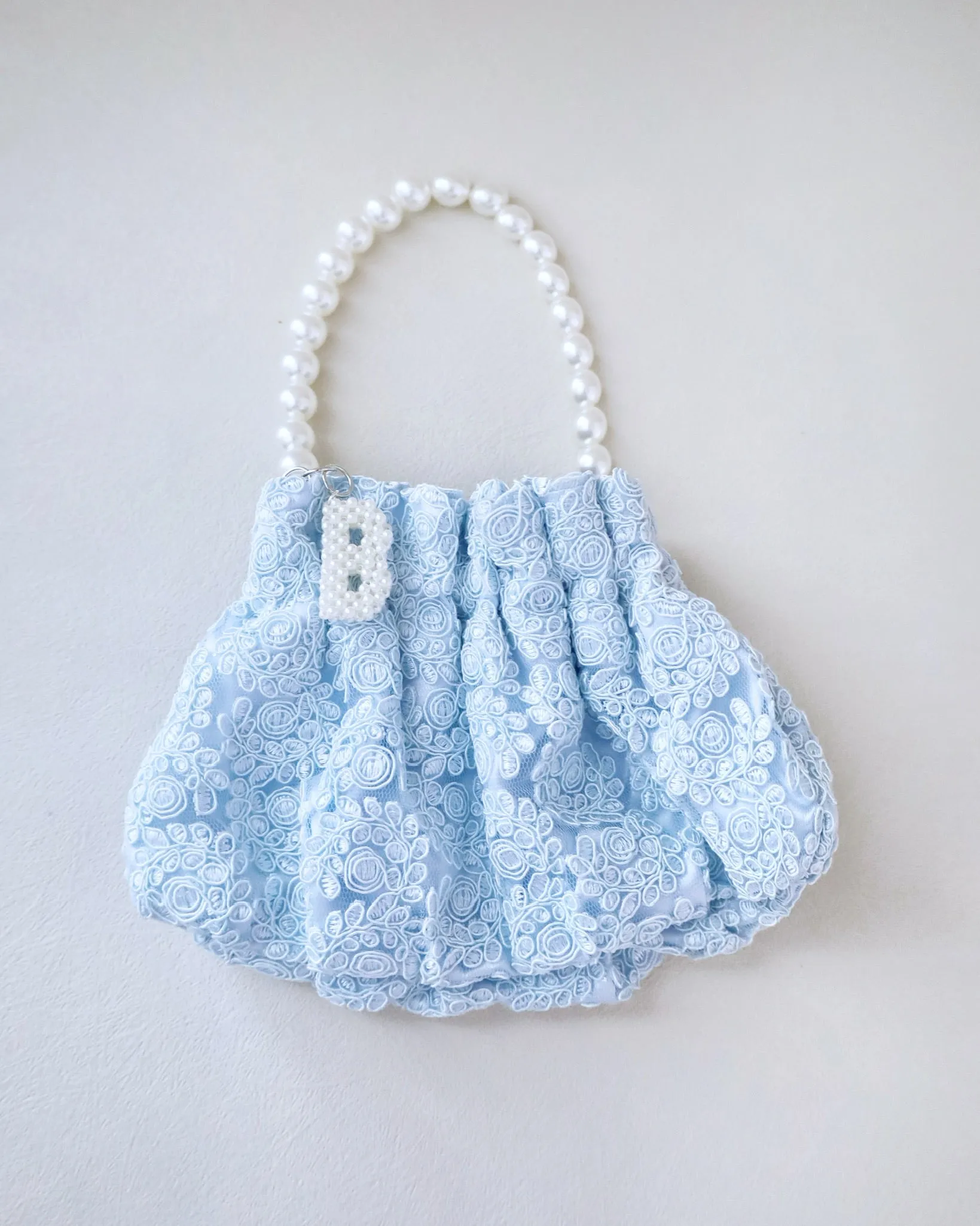 Cleo Pearl Lace Mini Pouch with Pearl Initial