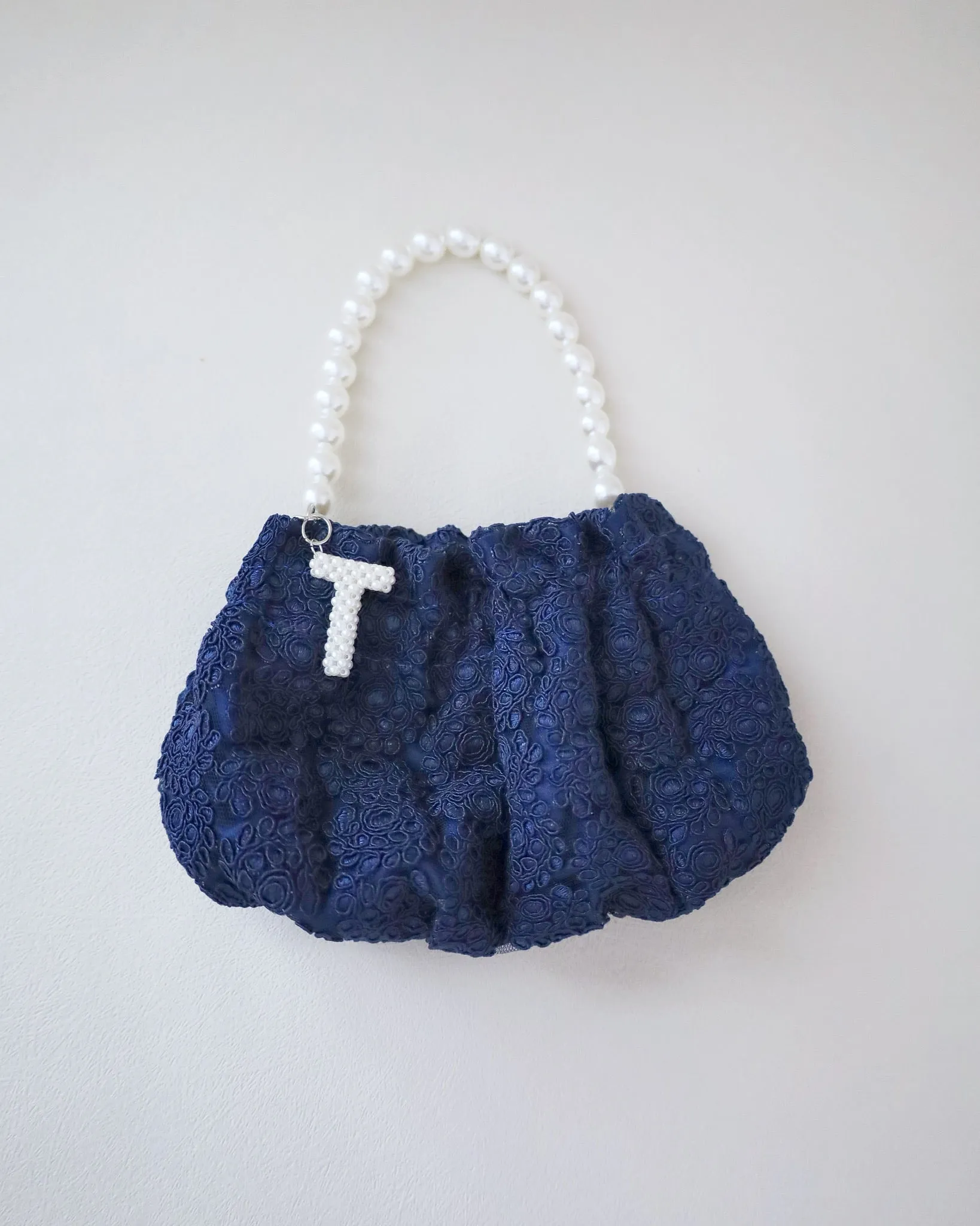 Cleo Pearl Lace Mini Pouch with Pearl Initial