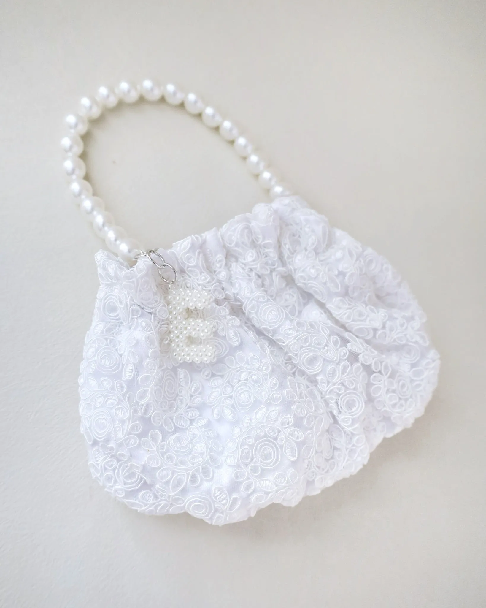 Cleo Pearl Lace Mini Pouch with Pearl Initial