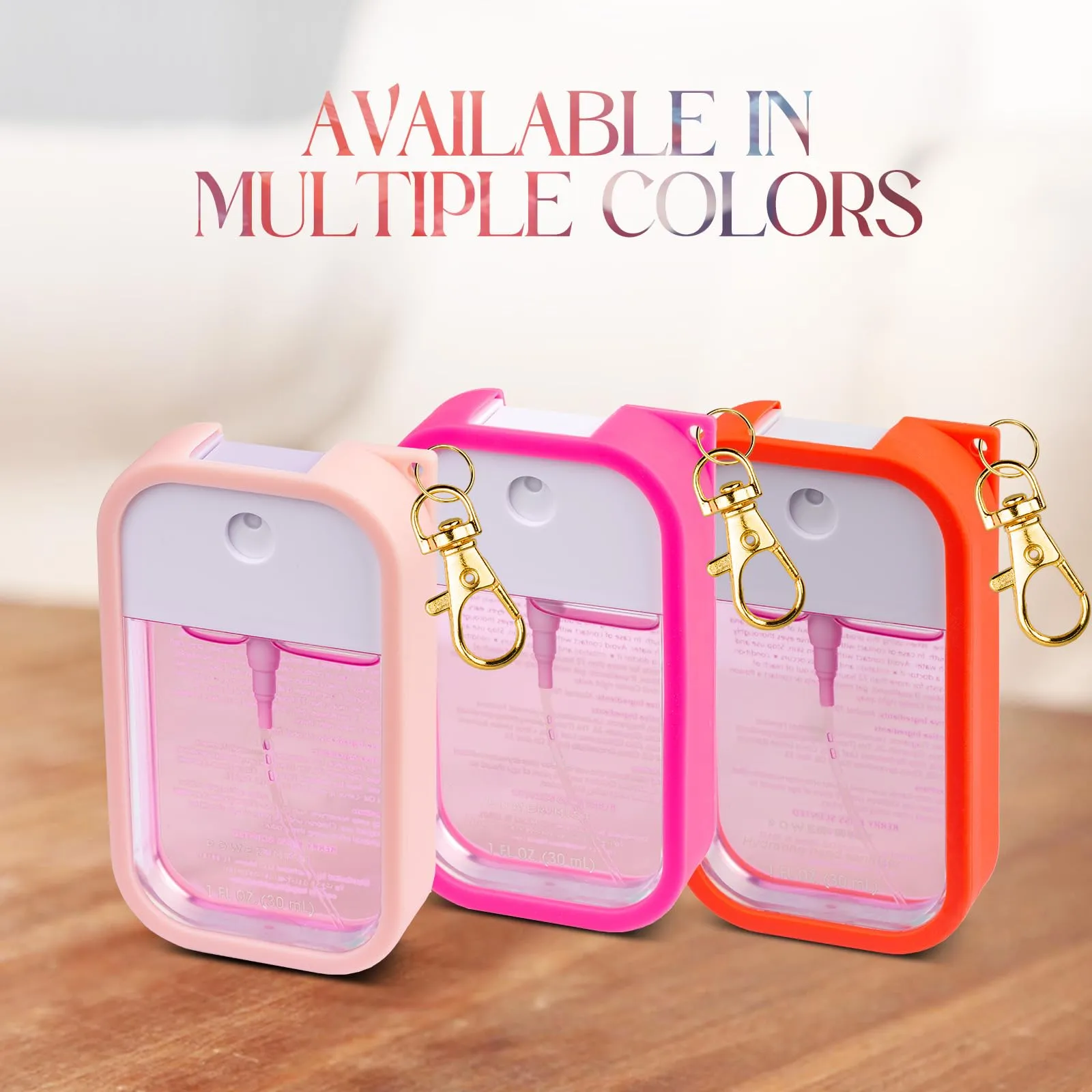 COCGVEL Silicone Case Compatible with Touchland Hand Sanitizer Spray, Protective Case with Keychain for Power Mist and Glow Mist 1 fl oz, Hand Sanitizer Spray Accessory (Hot Pink, 1 Pack)
