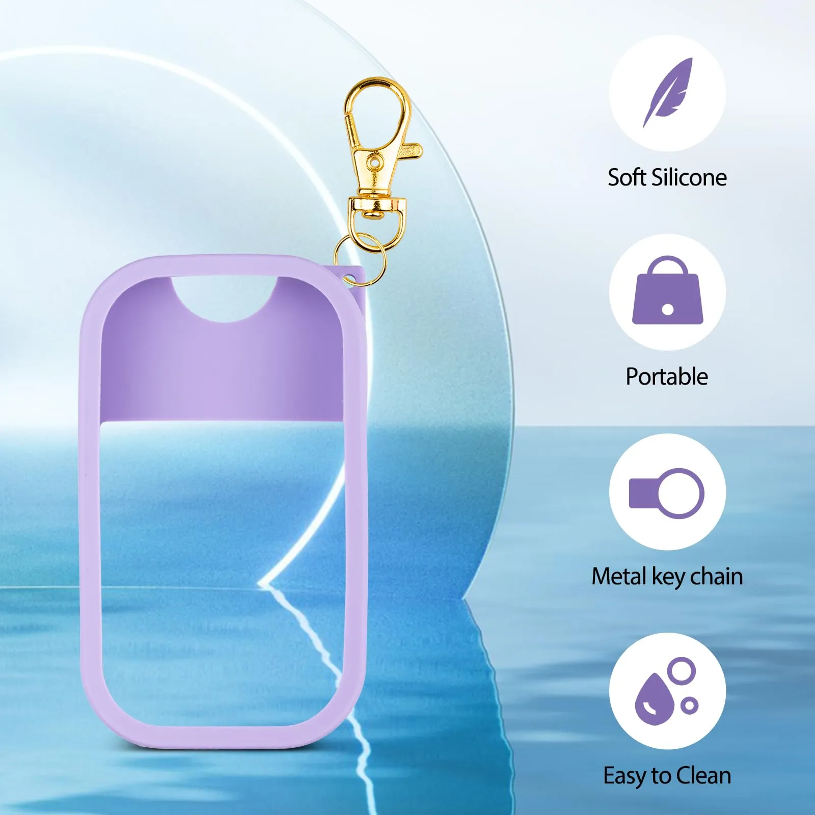 COCGVEL Silicone Case Compatible with Touchland Hand Sanitizer Spray, Protective Case with Keychain for Power Mist and Glow Mist 1 fl oz, Hand Sanitizer Spray Accessory (Purple, 1 Pack)