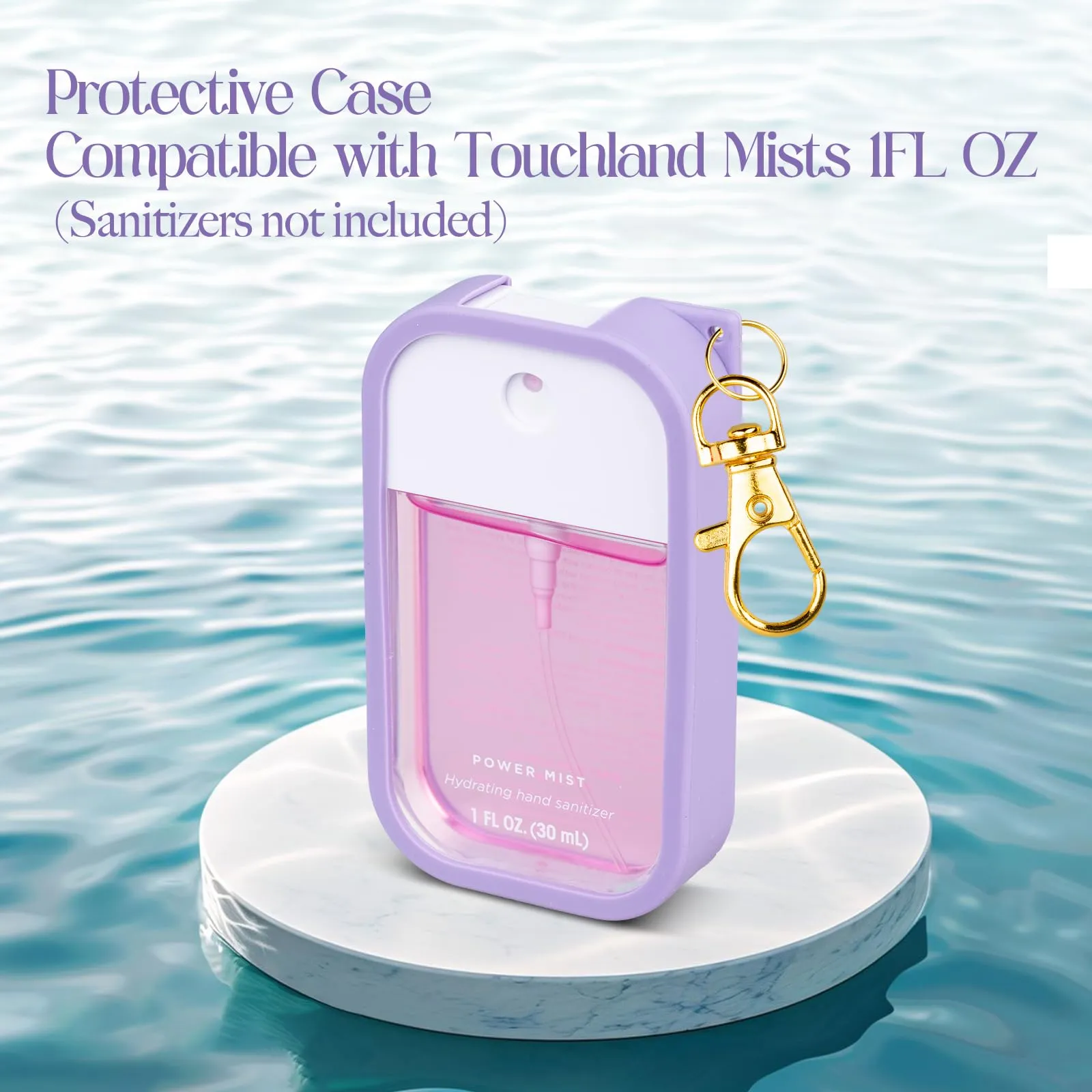 COCGVEL Silicone Case Compatible with Touchland Hand Sanitizer Spray, Protective Case with Keychain for Power Mist and Glow Mist 1 fl oz, Hand Sanitizer Spray Accessory (Purple, 1 Pack)