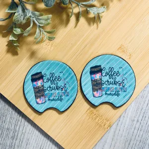 Coffee and Scrubs Car Coaster Set
