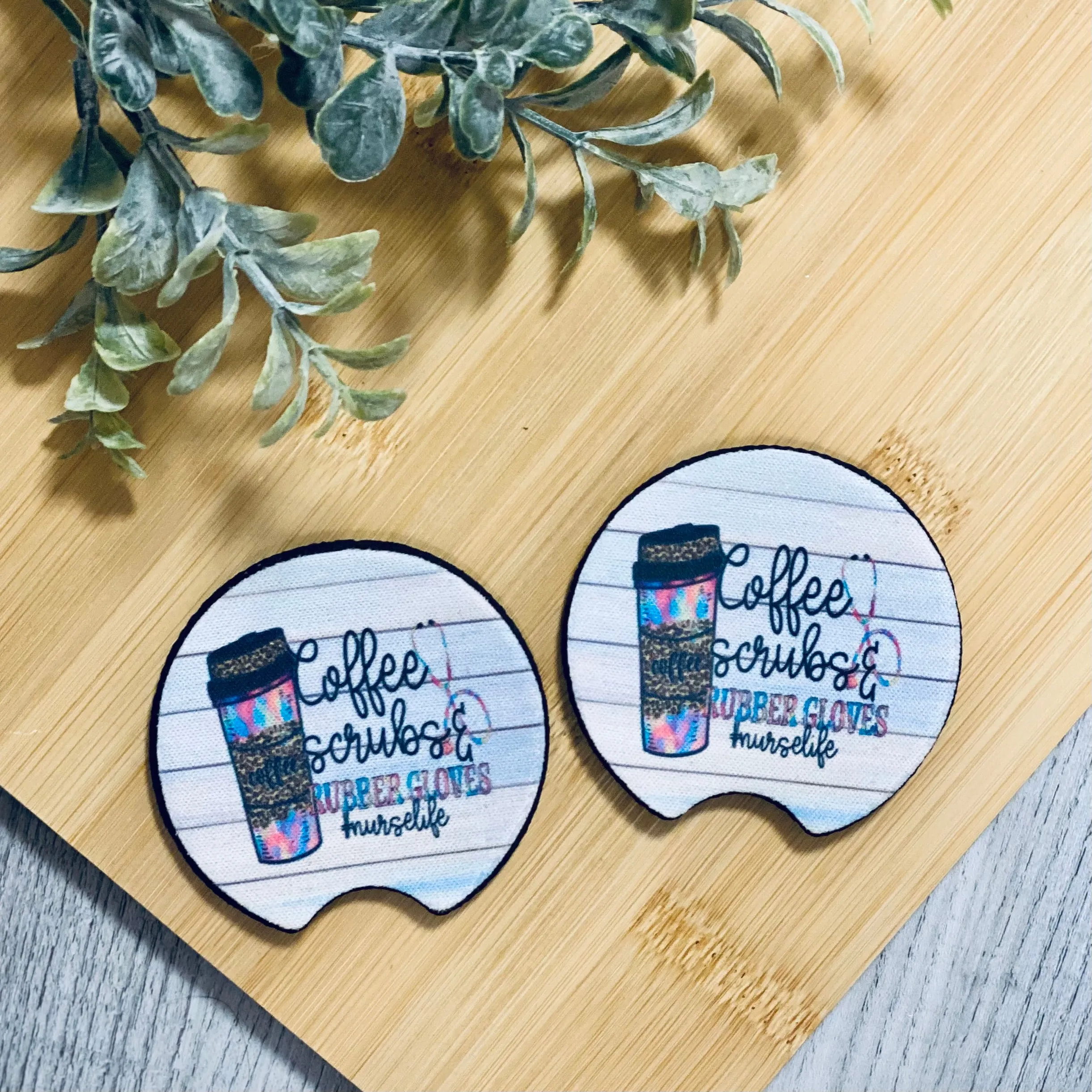 Coffee and Scrubs Car Coaster Set