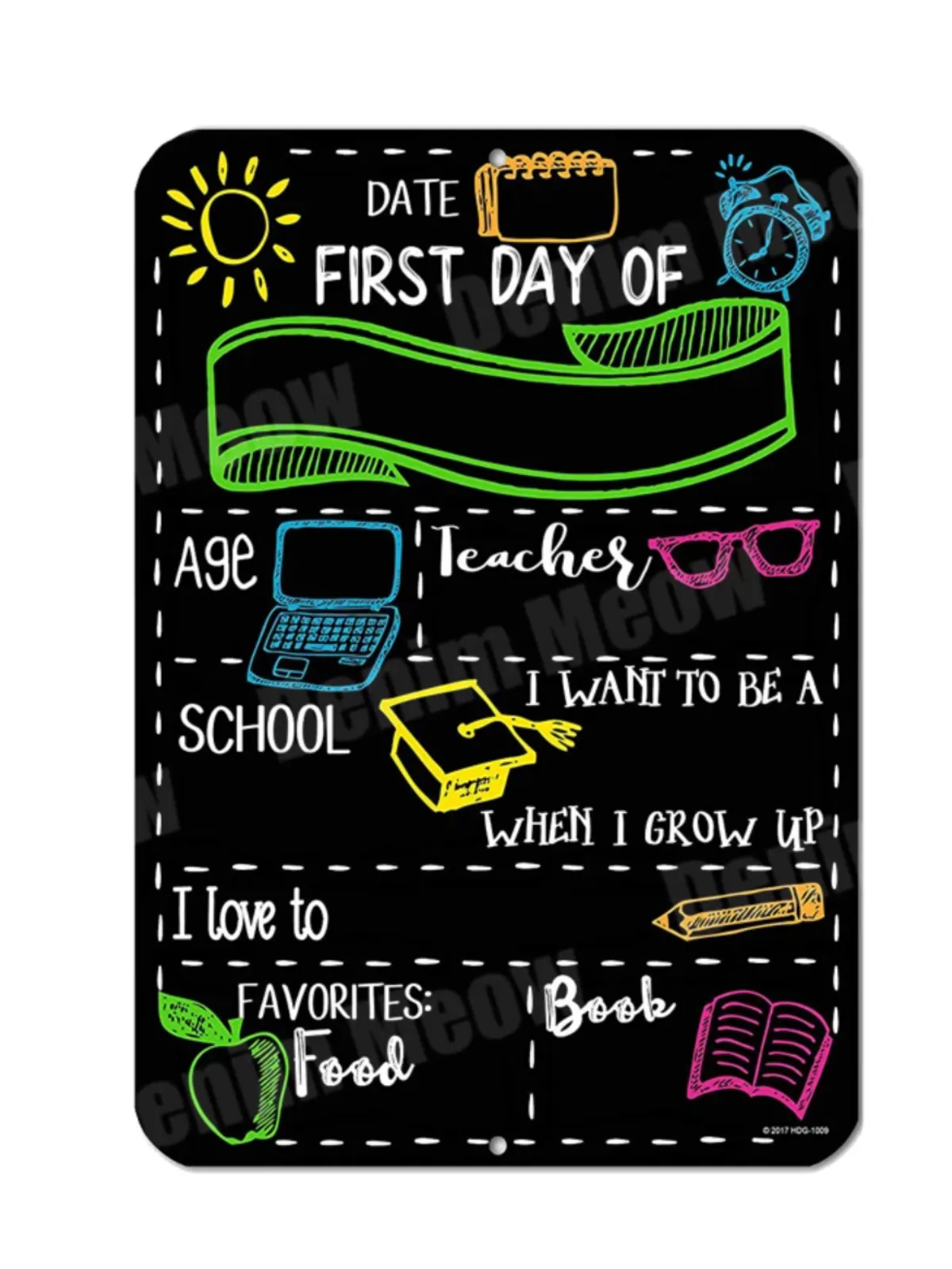 Colorful First Day of School Chalkboard