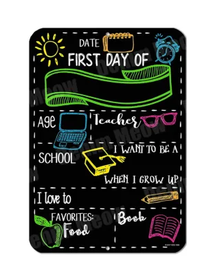 Colorful First Day of School Chalkboard