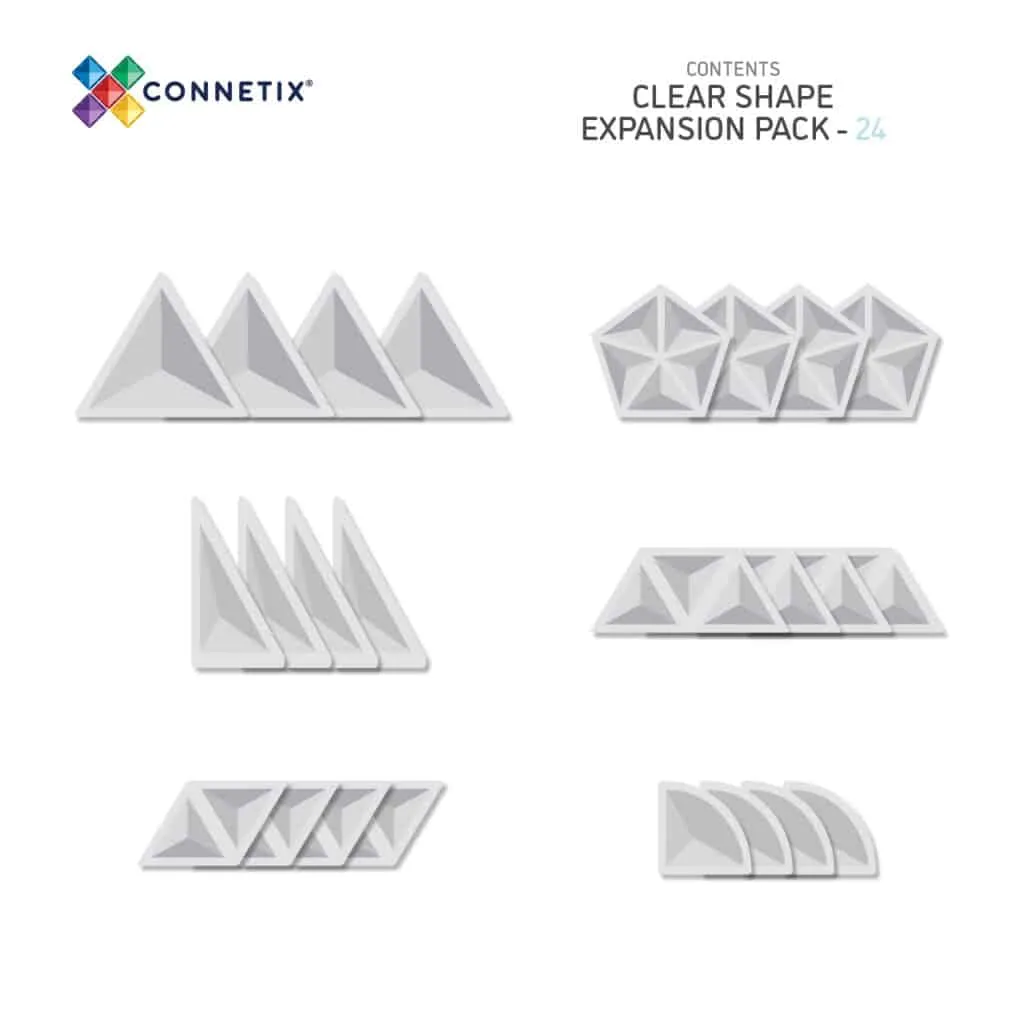 Connetix Magnetic Tiles Clear 24 Piece Expansion Pack