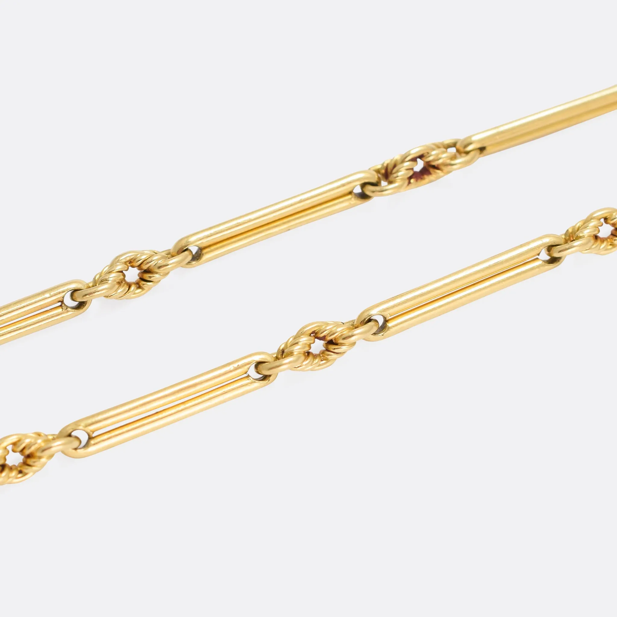 (Copy) Victorian 18k Gold Trombone Link Chain