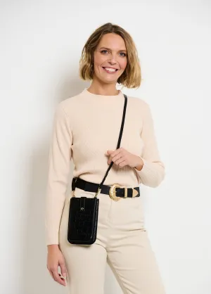 Crocodile effect pouch with shoulder strap