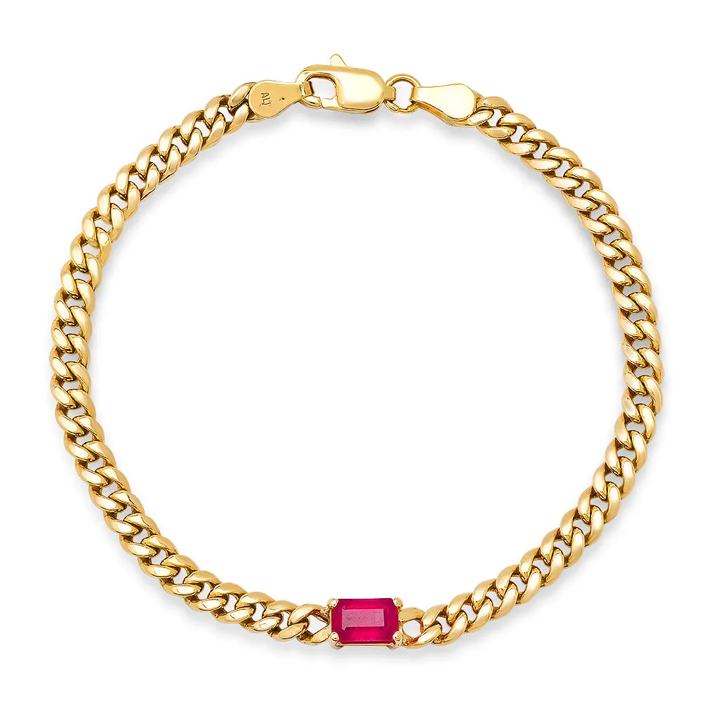 Cuban Link Ruby Chain Bracelet