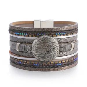 Cubic Zirconia & Brown Multi-Strand Bracelet