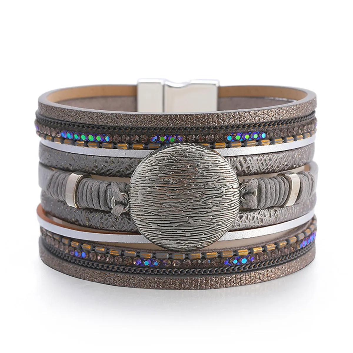 Cubic Zirconia & Brown Multi-Strand Bracelet