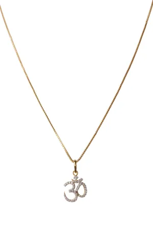 Cubic Zirconia Om Pendant Set