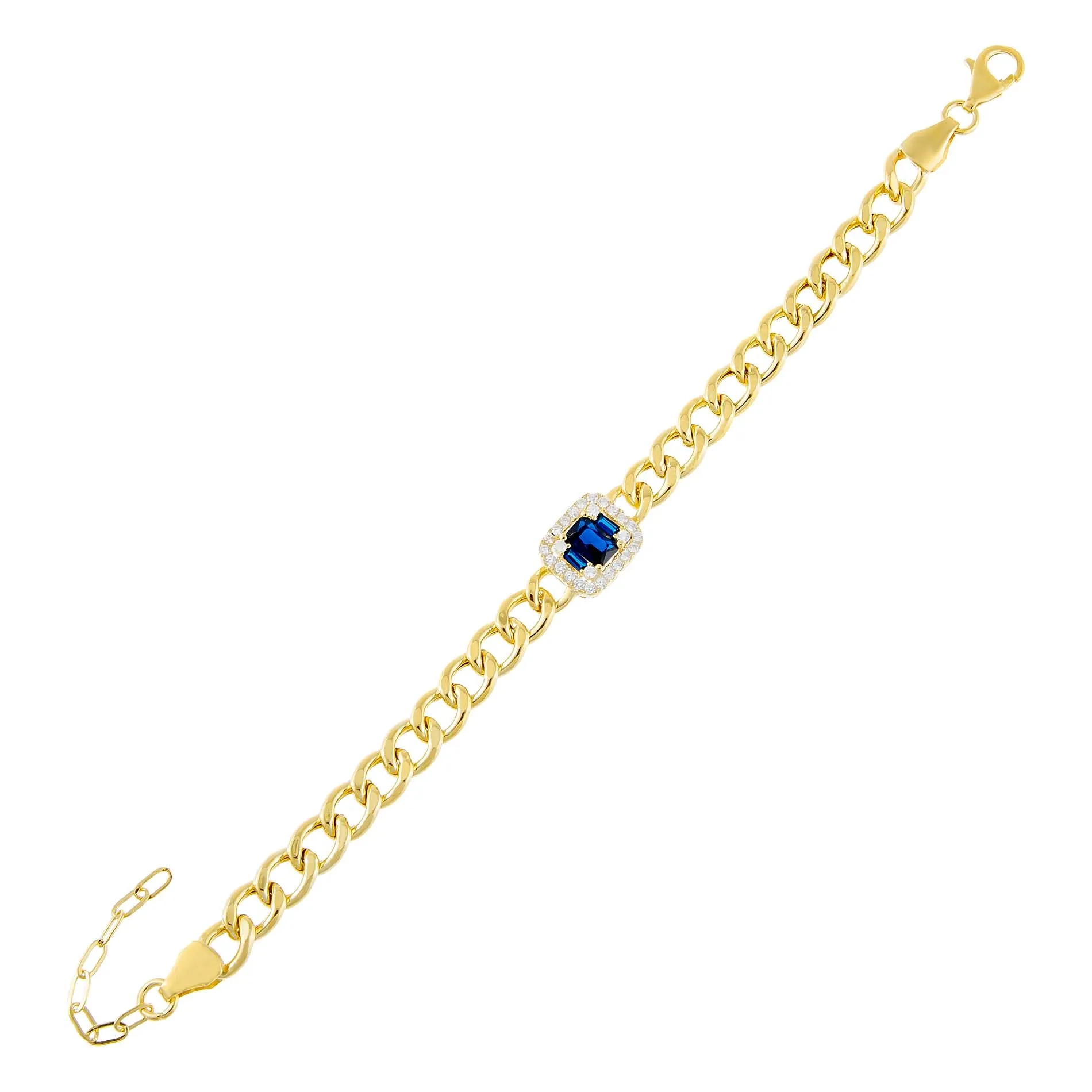 CZ Emerald Colored Cuban Link Bracelet
