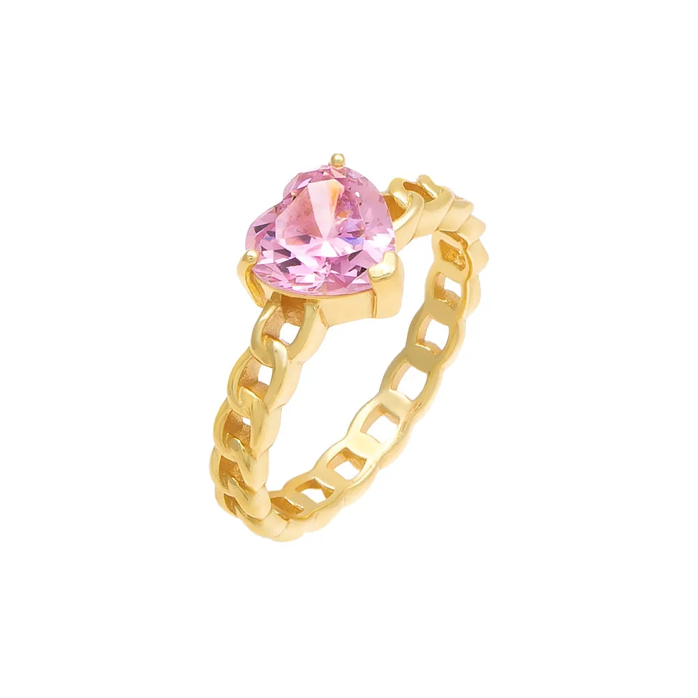 CZ Heart x Chain Ring