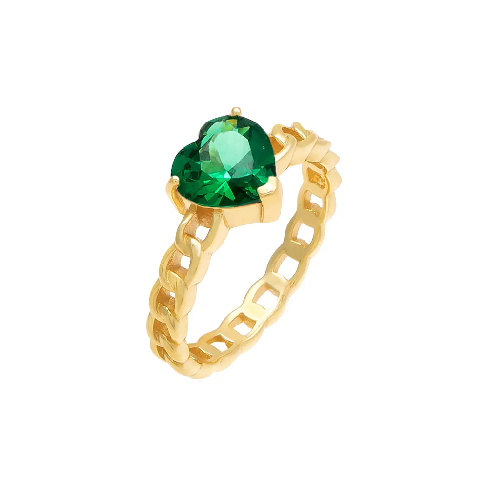 CZ Heart x Chain Ring