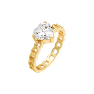 CZ Heart x Chain Ring