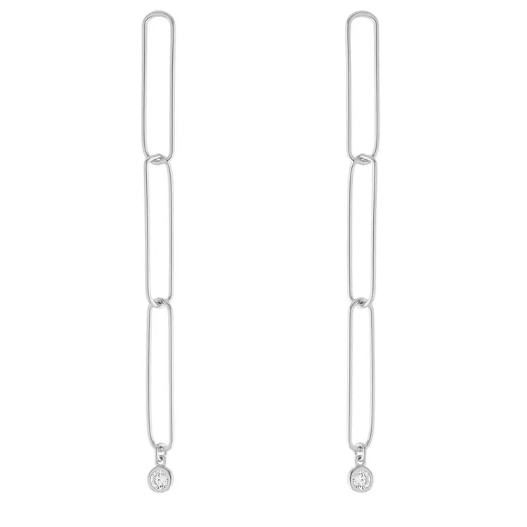 CZ Open Link Drop Earring - Silver
