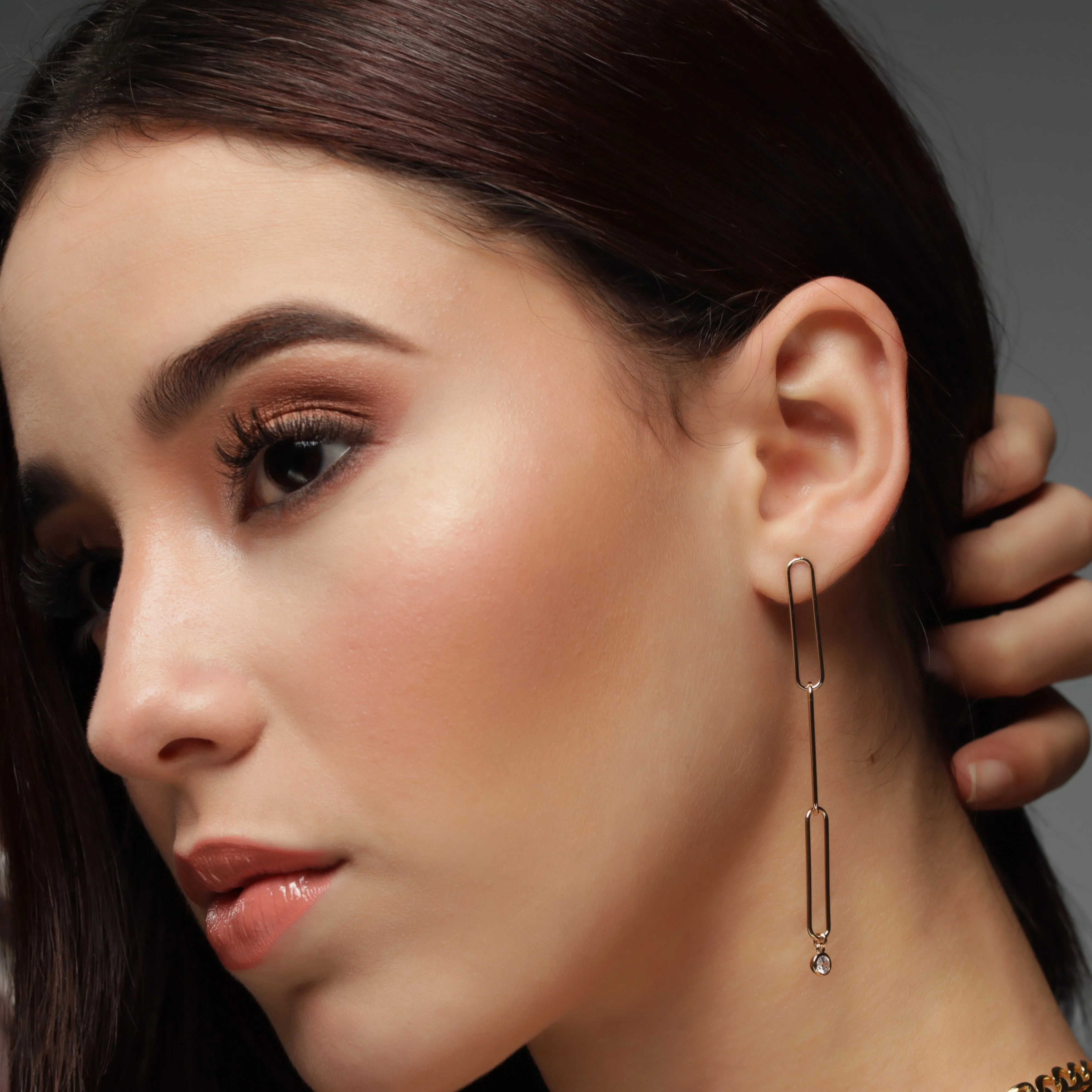 CZ Open Link Drop Earring - Silver