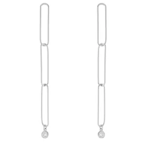 CZ Open Link Drop Earring - Silver