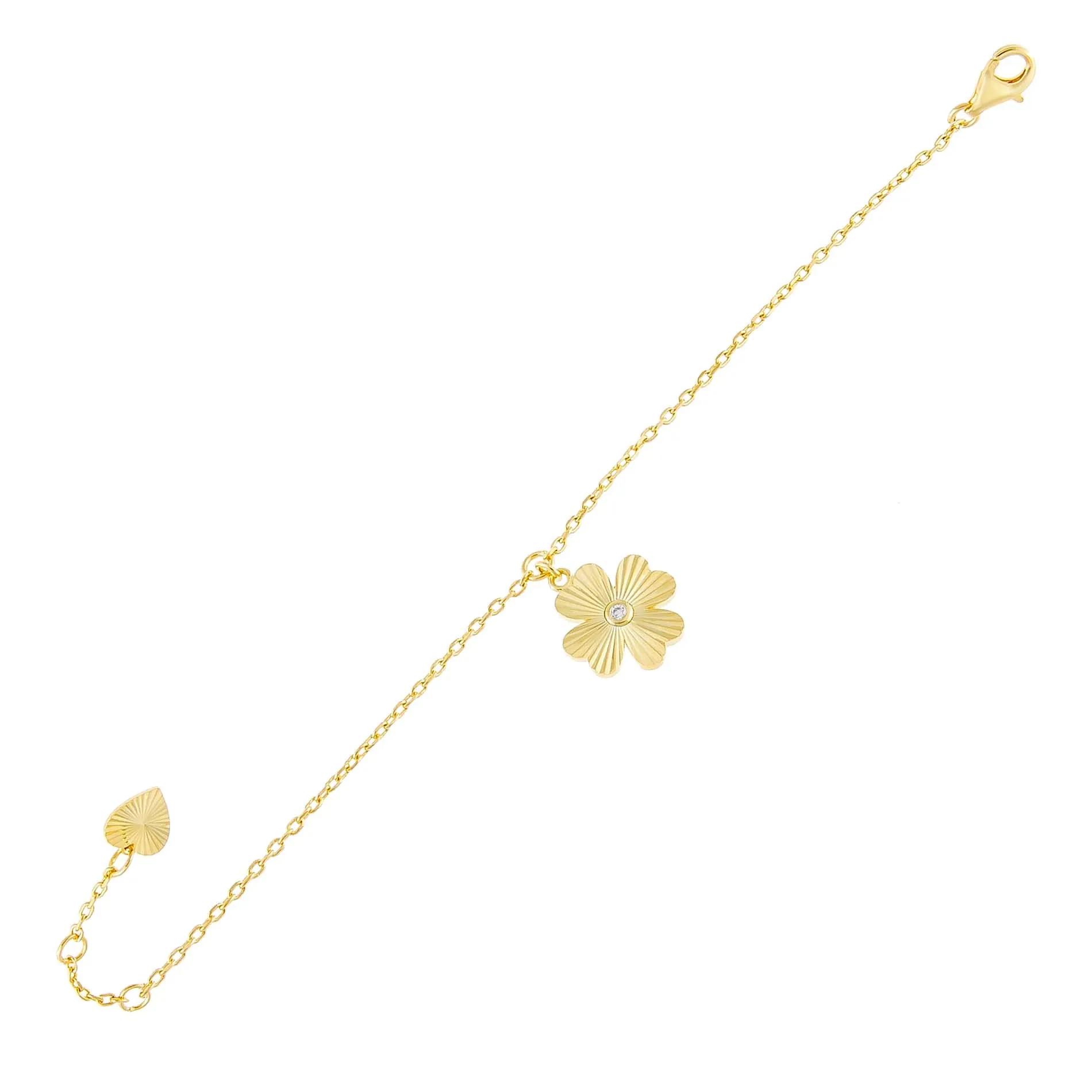 CZ Ridged Clover Bracelet