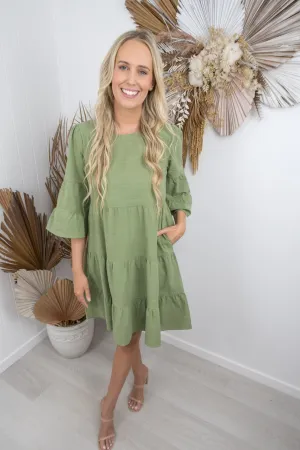 Dahila Dress -Khaki green