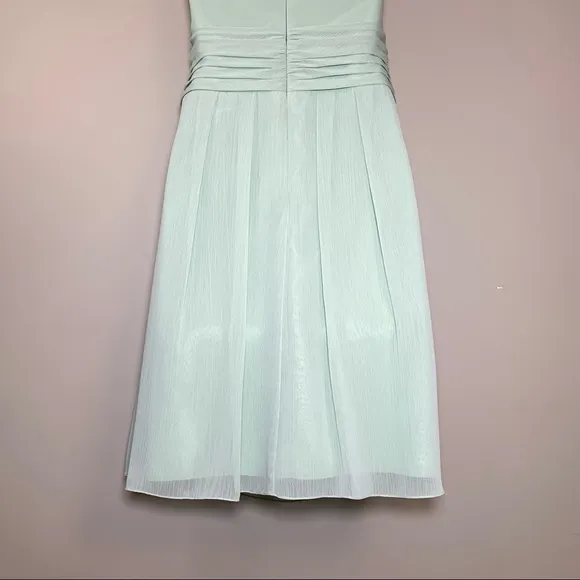 David’s Bridal Sage Green Strapless Chiffon Cocktail Dress Size 10