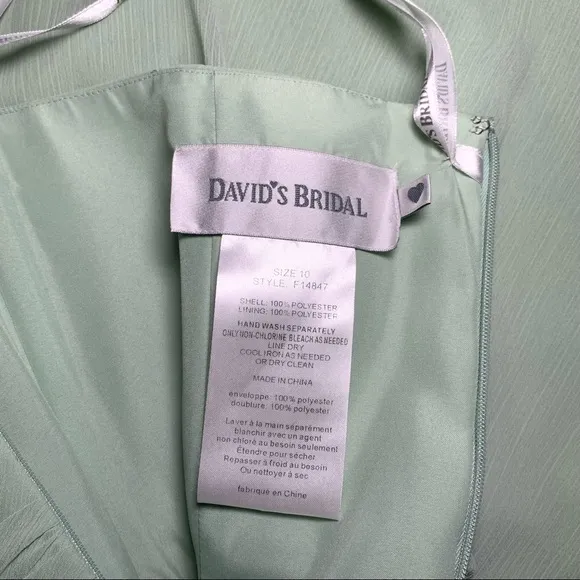 David’s Bridal Sage Green Strapless Chiffon Cocktail Dress Size 10