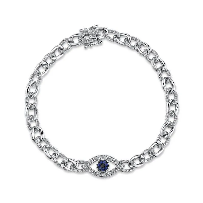 DIAMOND EVIL EYE LINK BRACELET