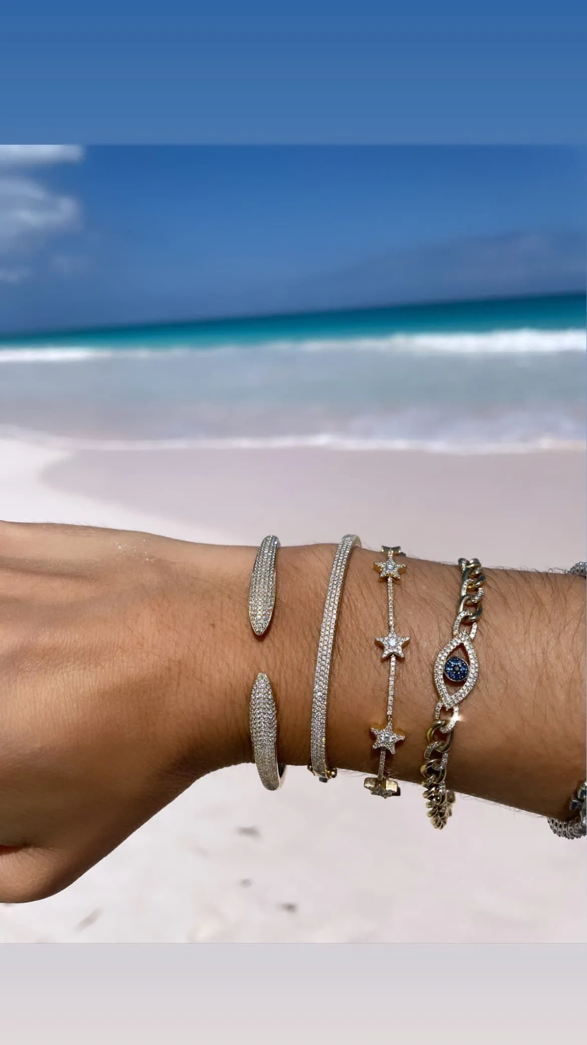DIAMOND EVIL EYE LINK BRACELET