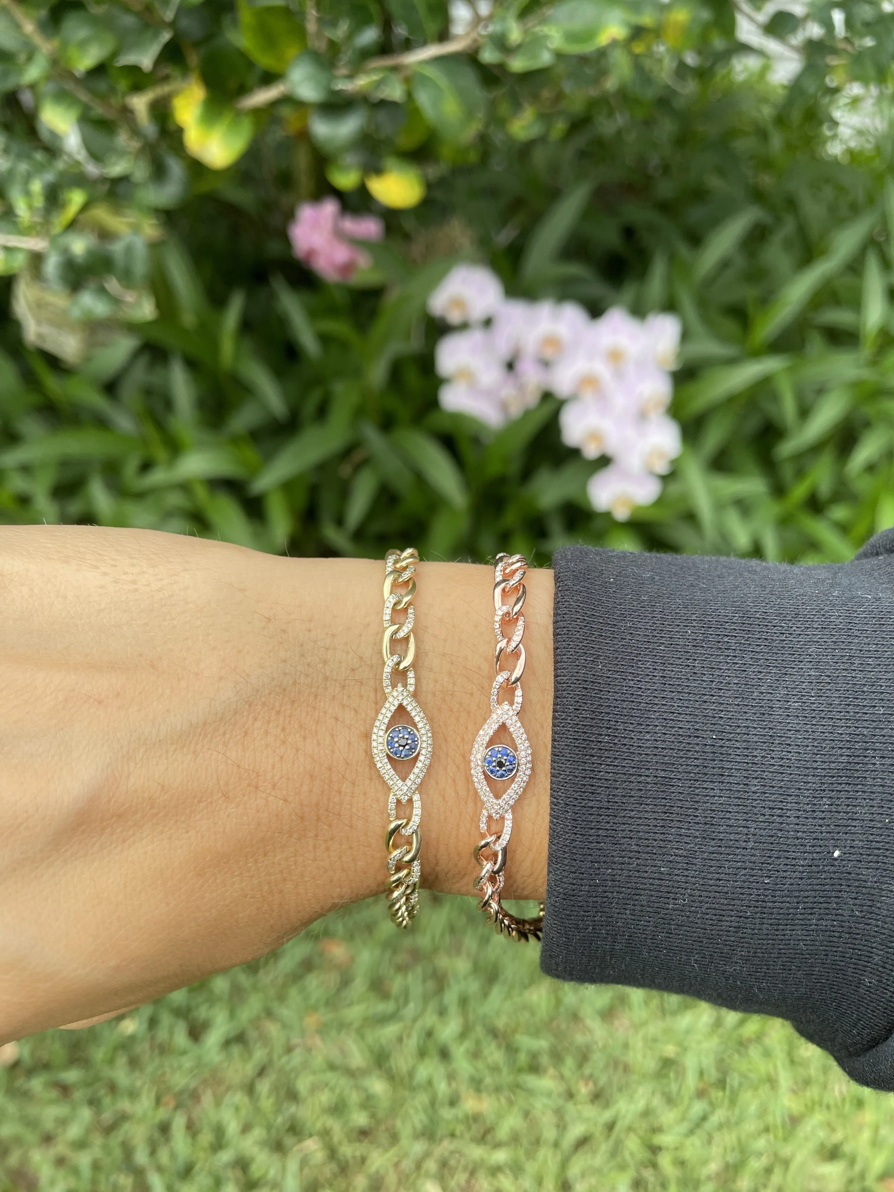 DIAMOND EVIL EYE LINK BRACELET